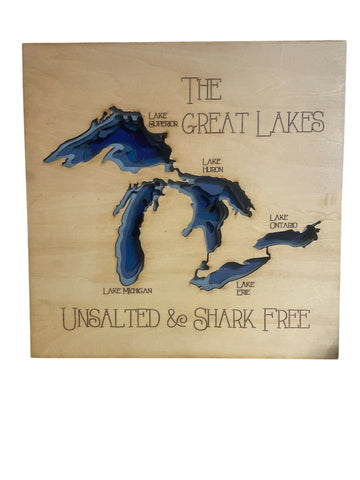 Stunning Laser-Cut Wooden Layered Map of the Great lakes