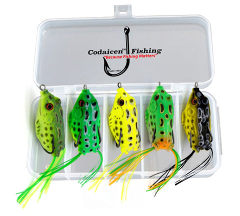 5 piece Bass Topwater Frog Lures Kit- with Skirts