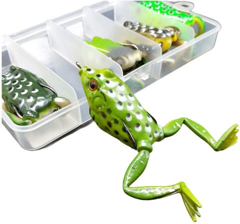 5 piece Bass Topwater Frog Lures Kit- with Legs