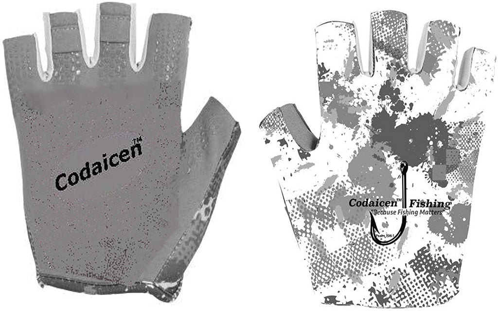 Extra Large White Fingerless Unisex Fishing Gloves - UV Sun
