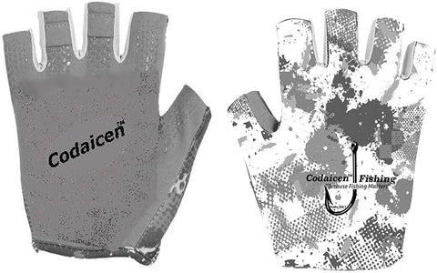 Extra Large White Fingerless Unisex Fishing Gloves - UV Sun Protection UPF 50+ SPF