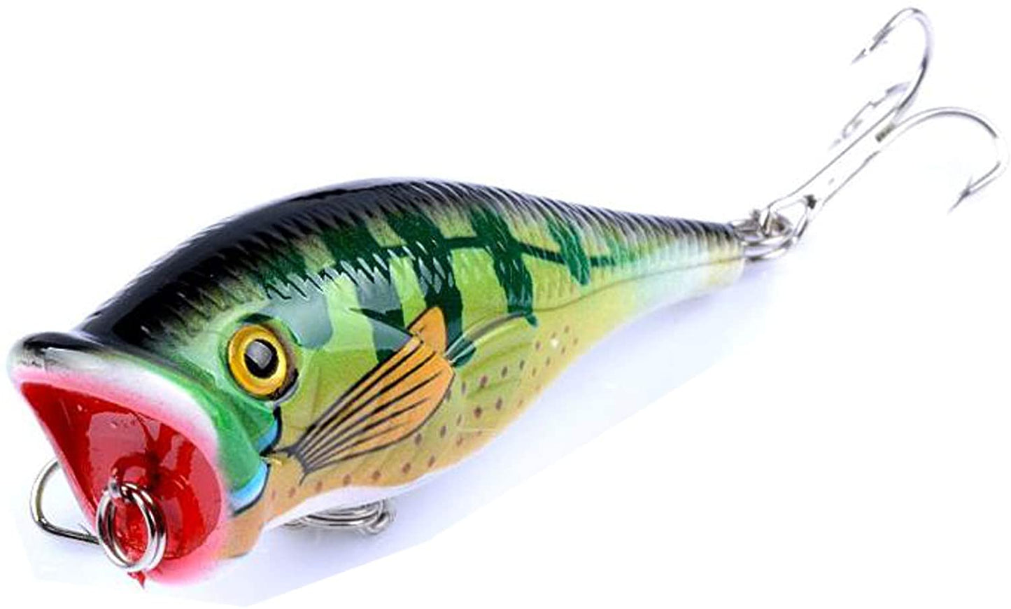 Greenie Topwater Popper- Hard Bait with Solid Sharp Treble Hooks