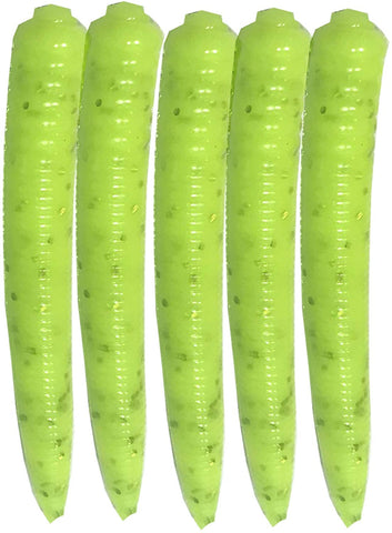 Chartreuse Ned Worms- 3 Inch