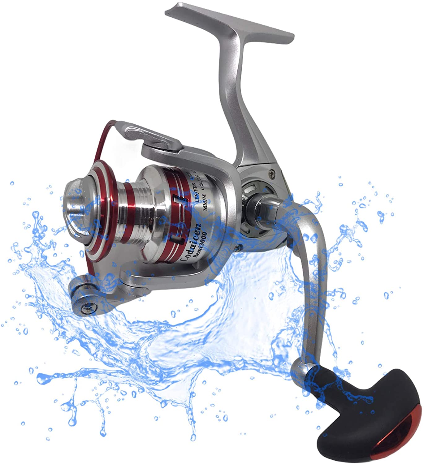 Spinning Fishing Reel with Left/Right Interchangeable Collapsible Handle