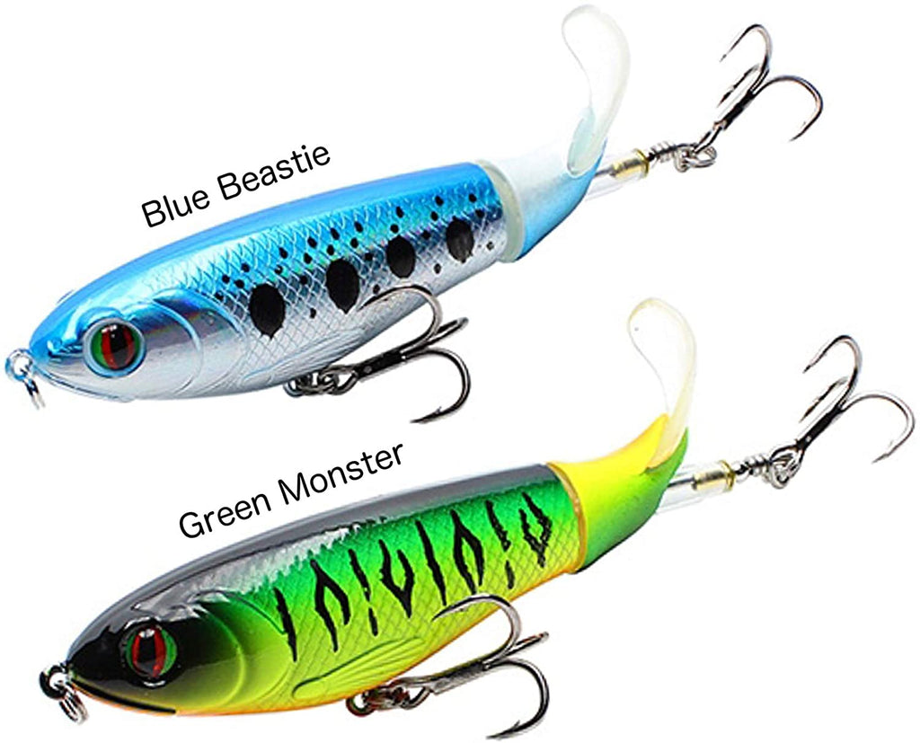 Topwater Plopper Crankbaits – Pack of 2- Blue Beastie/Green Monster –  Codaicen Fishing