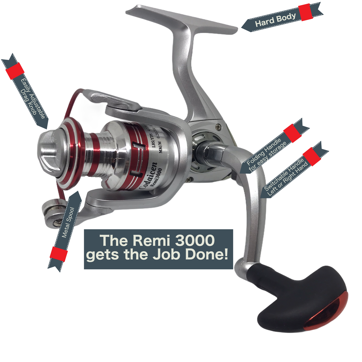 Spinning Fishing Reel with Left/Right Interchangeable Collapsible Handle