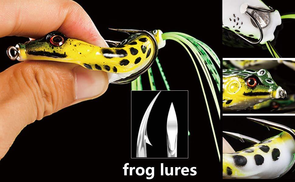 5 piece Bass Topwater Frog Lures Kit- with Skirts